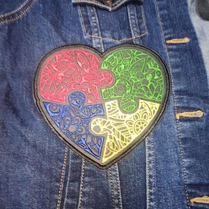 Autism Awareness Patch: Heart Puzzle Iron-On Applique