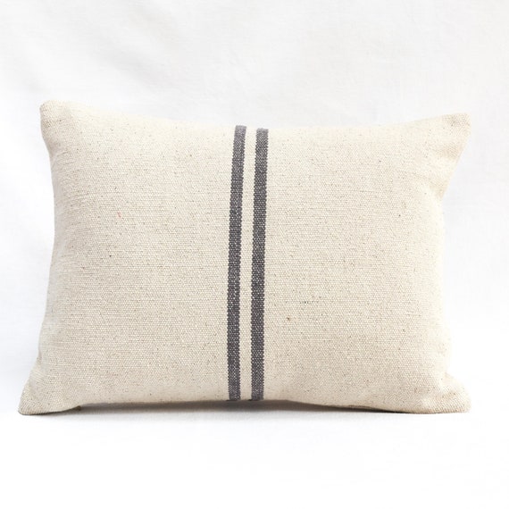 Off White Pillow Cover With Ash Gray Stripes Off White Pillow Cover With Ash Gray Stripes