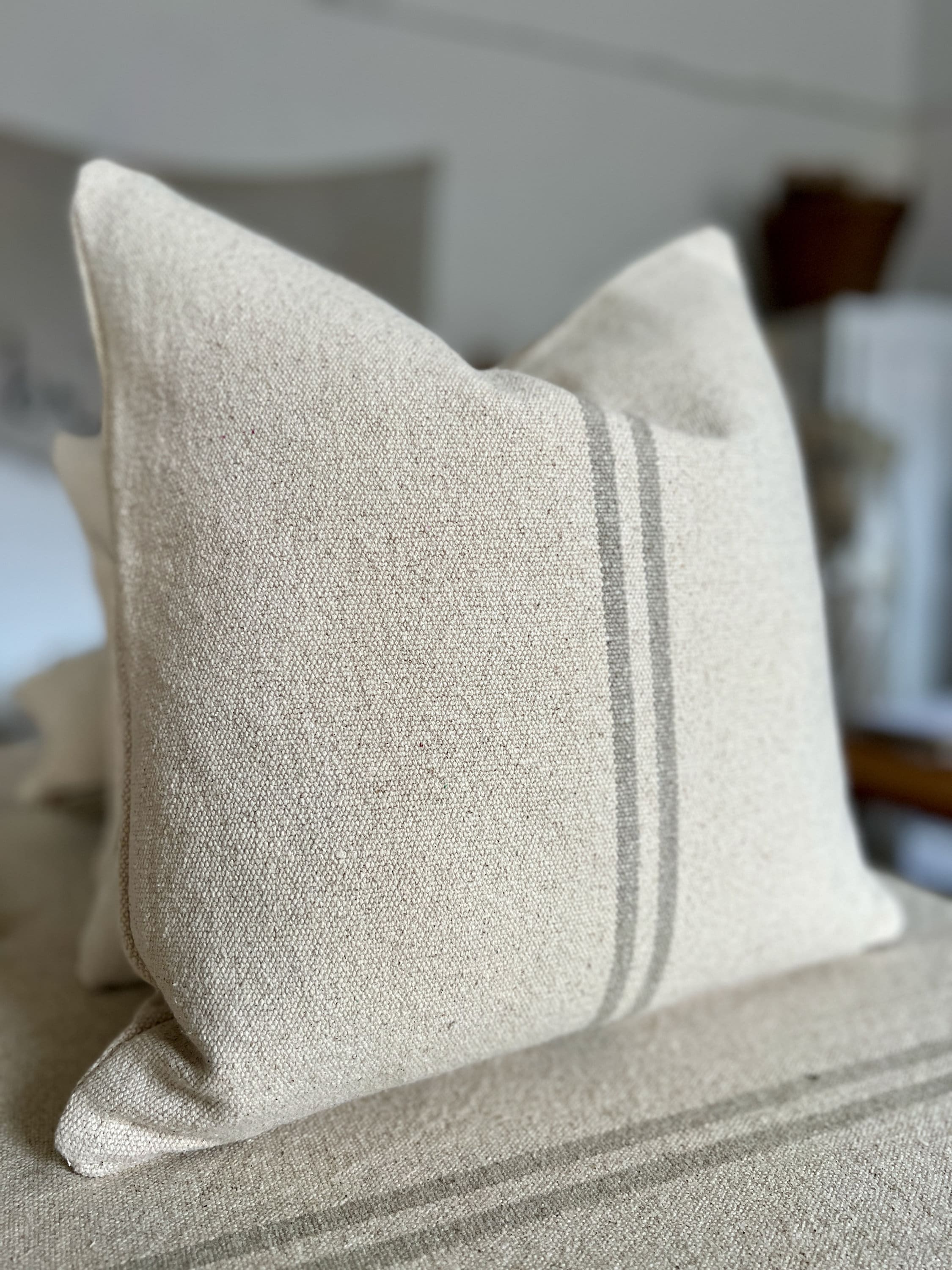 Rustic Natural Stripe Grainsack Cushion Cover Etsy