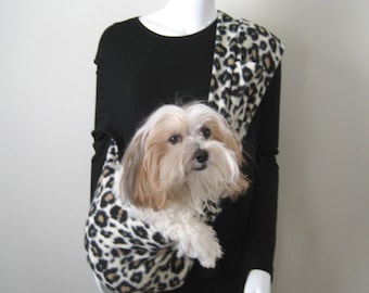 MORE COLORS - Fleece Dog Carrier - Leopard Print Fleece Dog Sling, Puppy Carrier, Chevron Cat Sling Carrier.
