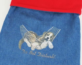 Small - Reversible Cuddle Sack by Paw Lane - Puppy Bed - Burrow Dog Blanket - Denim Snuggle Sack - Dachshund Bed - Chihuahua Bed
