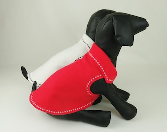 MORE COLORS - White Dog Fleece Sweater - Red Pet Sweater