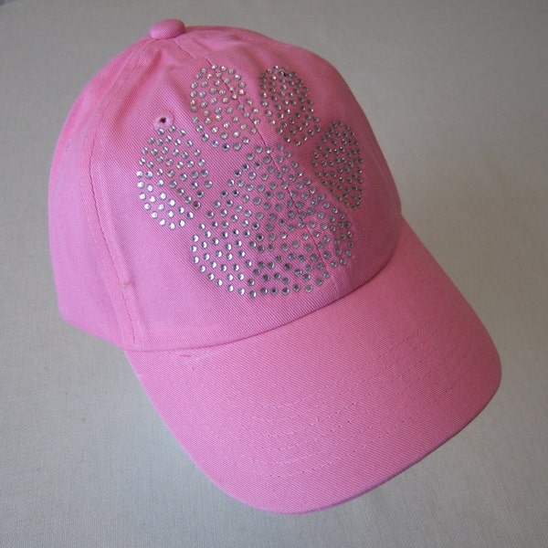 Bling Baseball Caps - choose color - Rhinestone Paw Print Hat - Dog Themed Gift