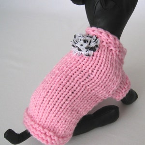 Dog Sweater - Hand Knit Dog Sweater - Tiny Dog Sweater - Pink Puppy Sweater - Pet Hand Knitted Sweater - Chihuahua, Yorkie.  Size:XS