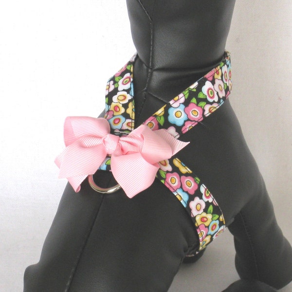 Tiny Dog Harness "Amore" - Pink Floral Puppy Harness, Small Dog Harness, Teacup Harness.