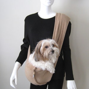 MORE COLORS - Fleece Dog Sling Carrier - Beige Pet Sling for your small dog, puppy, cat or other small pets. Yellow Pet Sling. Red Pet Bag.