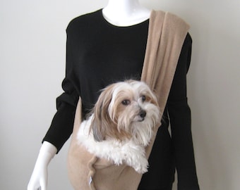MORE COLORS - Fleece Dog Sling Carrier - Beige Pet Sling for your small dog, puppy, cat or other small pets. Yellow Pet Sling. Red Pet Bag.
