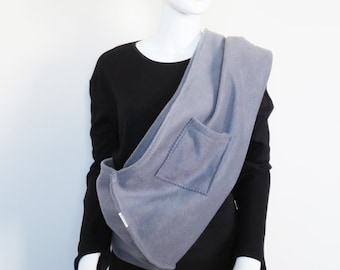 MORE COLORS - Black or Gray Dog Sling Carrier - Fleece Pet Sling for dogs, cats, rabbits and other small animals.