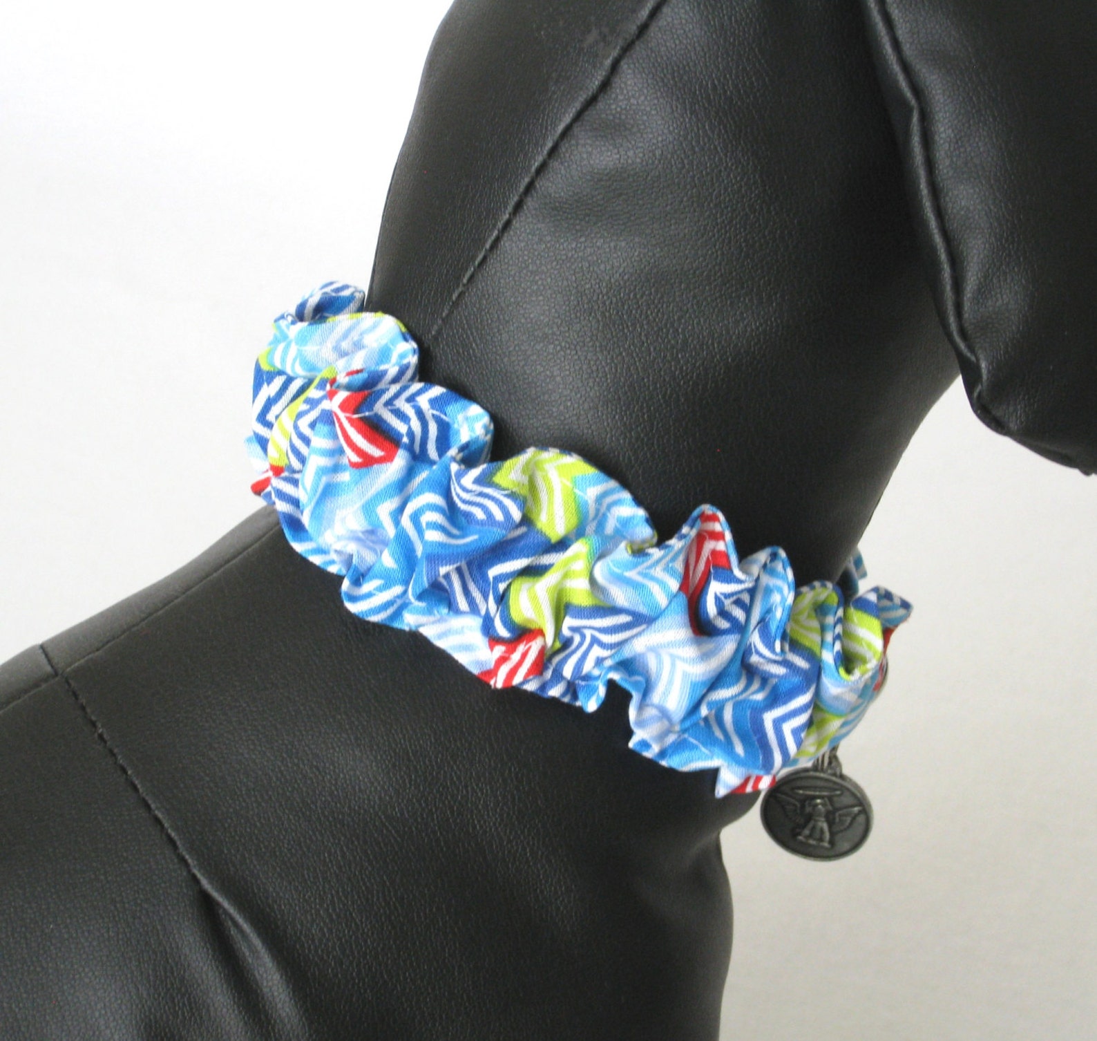 Dog Scrunchie Blue Chevron Puppy Scrunchy Tiny Dog Bandana Etsy