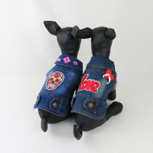 Small Dog Coat, Puppy Jeans Coat, Denim Dog Vest for Yorkie, Chihuahua, Maltese and other small Dog Breeds - one of a kind.