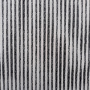 May include: White fabric with thin black stripes. The fabric has a subtle texture.
