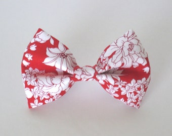 Red and White Dog Bow Tie - Cat Bowtie, Collar Add-on, Tiny Dog Collar Bow, Detachable Collar Bow, Removable Pet Bow, Collar Decoration