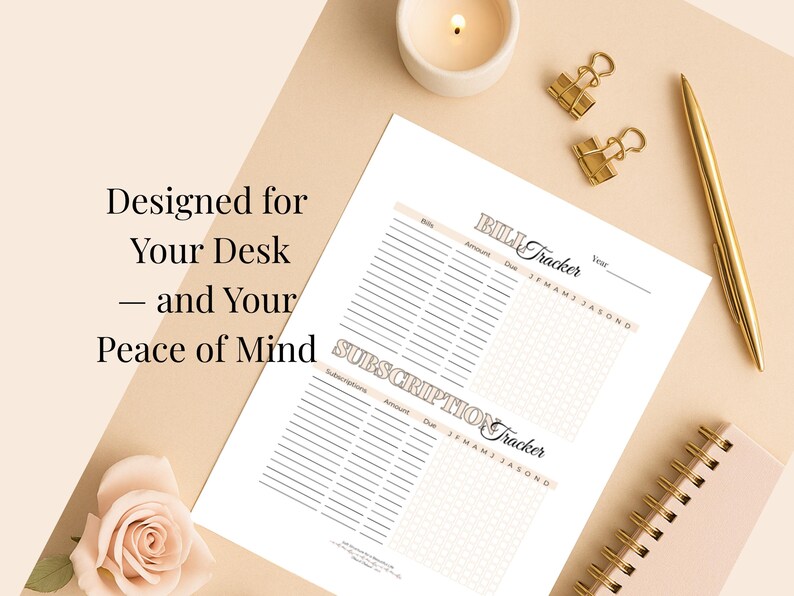 Bill & Subscription Tracker Monthly Bill Organizer Budget Planner