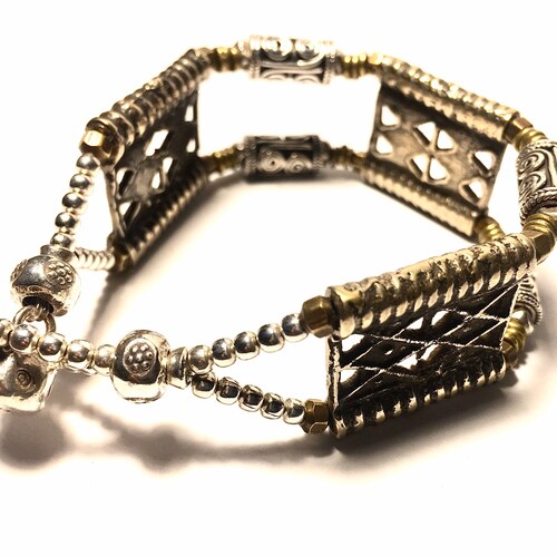 Statement shops Bracelet-OOAK-Ethnic-Tribal-Bronze-Silver-Copper-Brass-Designed by Aklia
