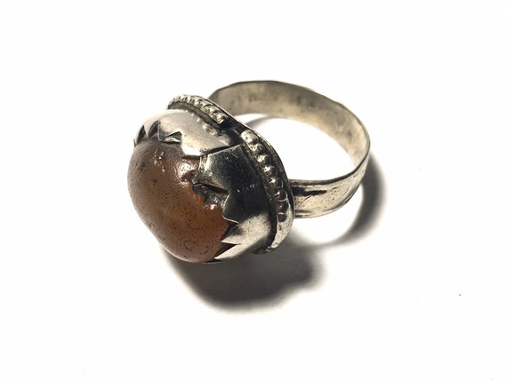 Vintage Kuchi Tribe Ring w/Agate Stone-Statement … - image 3