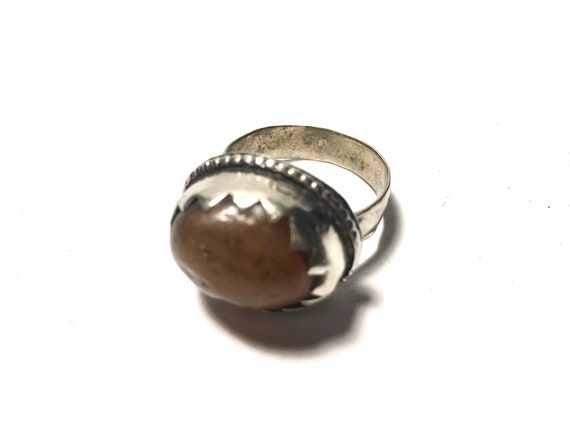 Vintage Kuchi Tribe Ring w/Agate Stone-Statement … - image 2