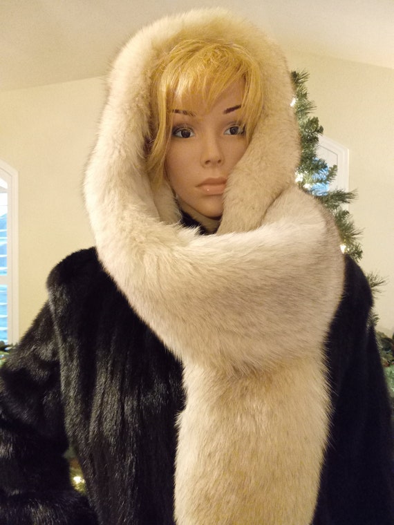 Seven Foot Long Natural Fox Fur Scarf Gem