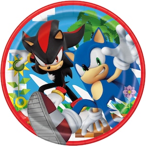 Sonic and shadow paper dessert party plates, sonic the hedgehog, sonic party, Sonic birthday, boy party, licensed by UNIQUE INDUSTRIES