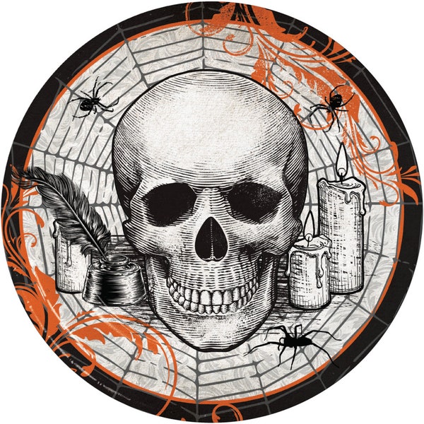 Spooky Halloween dinner plates, Skeleton halloween party decor, scary halloween party, halloween horror, DIY haunted house party decor