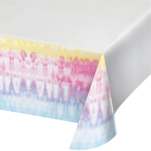 Tie dye pastel rainbow plastic tablecloth, pastel , rainbow unicorn napkins, hippie party supplies, birthday tablecloth