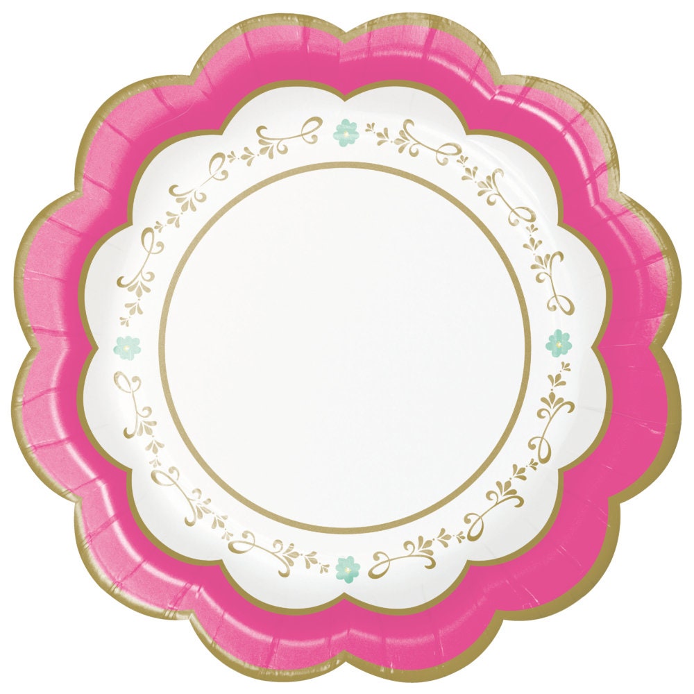 7 Scalloped Floral Tea Party Heavy Duty Paper Plates Etsy