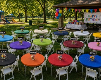 60" round Kwik covers plastic elastic fitted, huggable and stretchable tablecloths, outdoor fitted picnic tablecloth cover