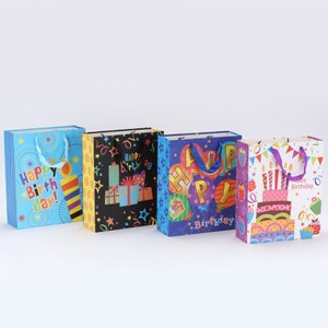 12 assorted birthday bags, birthday gift wrap, birthday party, birthday bags, party bags, party gift wrap