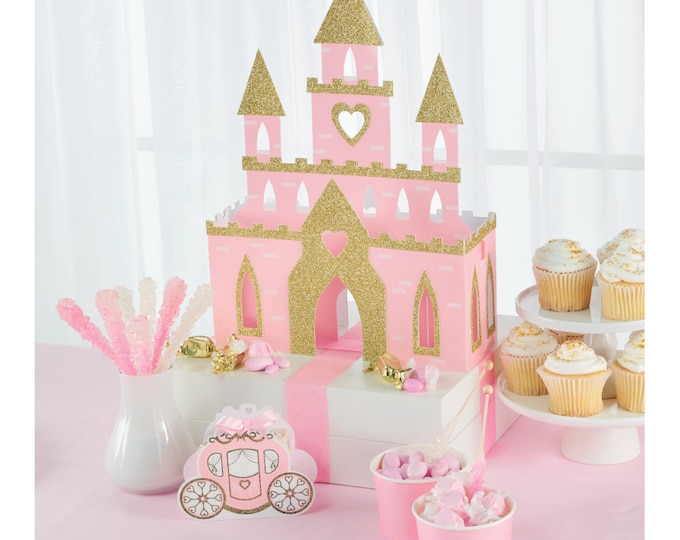 3d Pink princess centerpiece, Pretty princess birthday, princess birthday party, princess castle centerpiece, pink princess castle