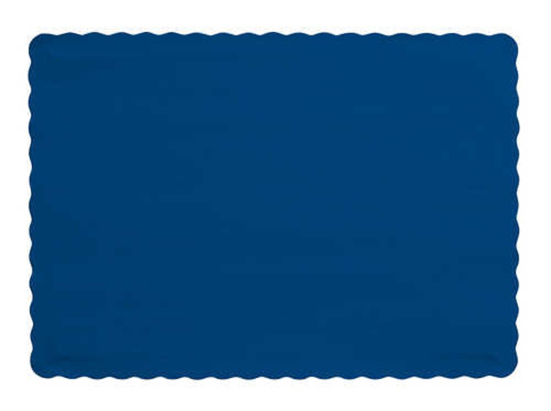 50 Navy Blue Paper Placemats, Dark Blue Scalloped Edge Placemats, Paper