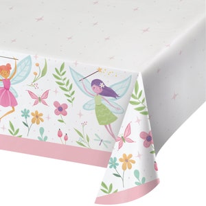 Fairy party birthday paper tablecloth, fairy forest birthday, fairy tableware, fairy party supplies, fairy party tableware, enchanted party