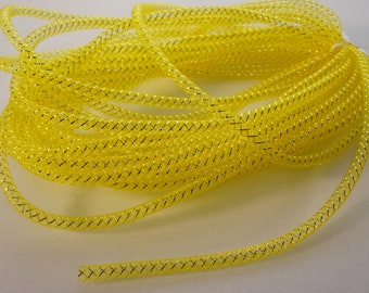 Gold 8mm Decorative mesh tubing, 15yards, decorative flexible mesh tube for wreaths, metallic mesh tube, golden yellow tubing with metallic