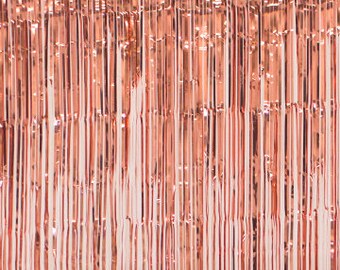 Rose gold metallic Fringe curtain panel. baby shower party backdrop, Sparkle Metallic Foil Fringe Curtain, metallic photo booth backdrop