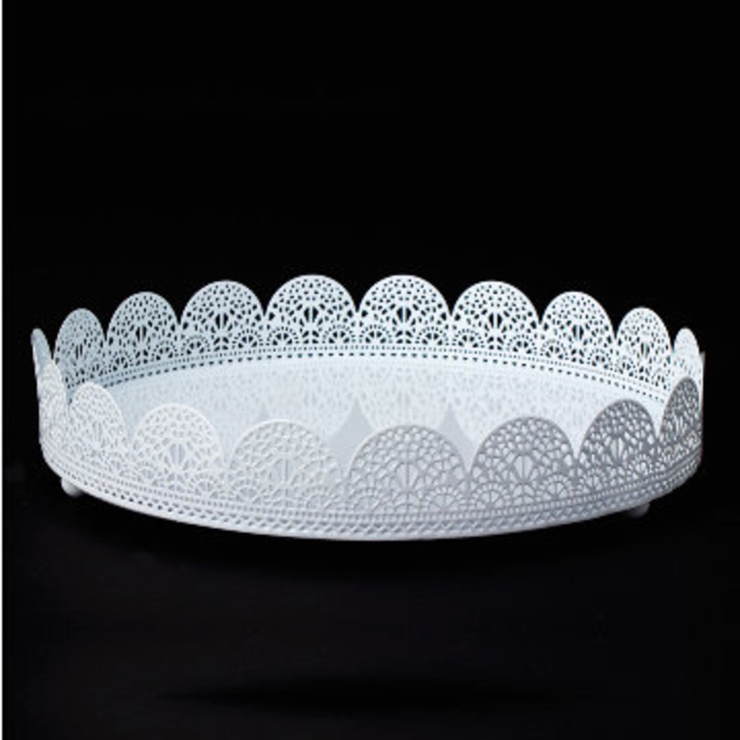 White Metal Treat Tray, White Candy Tray, Eyelet Treat Tray, White