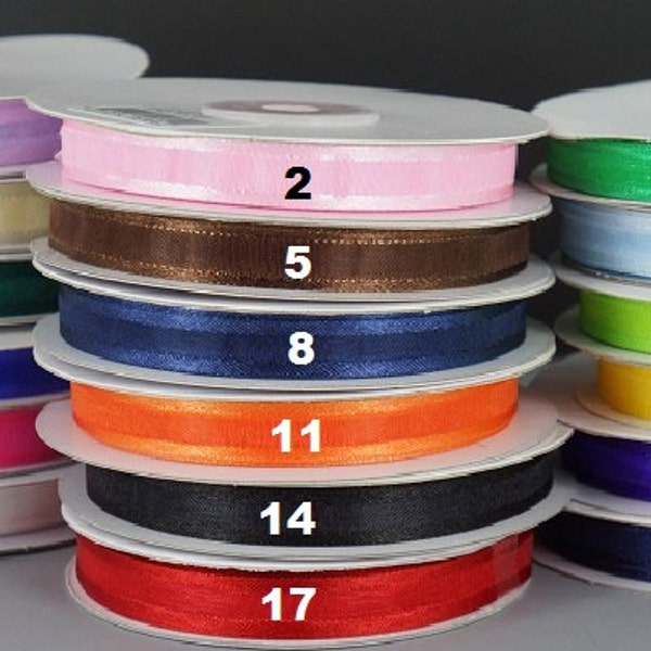 3/8" Satin edge organza ribbon in 25 yard spools