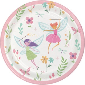 Fairy party birthday dessert plates, fairy forest birthday, fairy tableware, fairy party supplies, fairy party tableware, fairy plates
