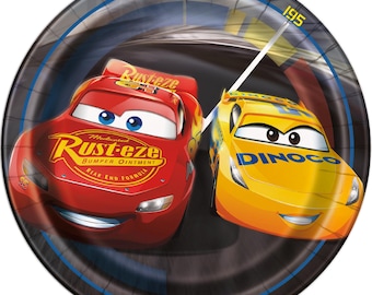 Cars 3 Dessert Plates, Lightning McQueen Sally Carrera Party Supplies