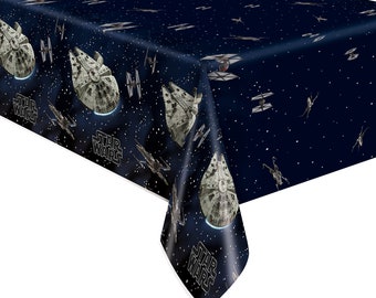 Star wars plastic tablecloth for party, Classic star wars, Star wars space tablecloth, star wars birthday, Star wars table decor