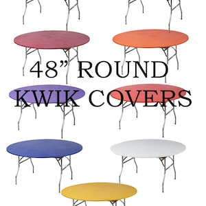 42&quot; - 48&quot; Round Kwik covers plastic fitted stretchable tablecloths, elastic tablecloths, huggable, outdoor, picnic, BBQ, quick covers