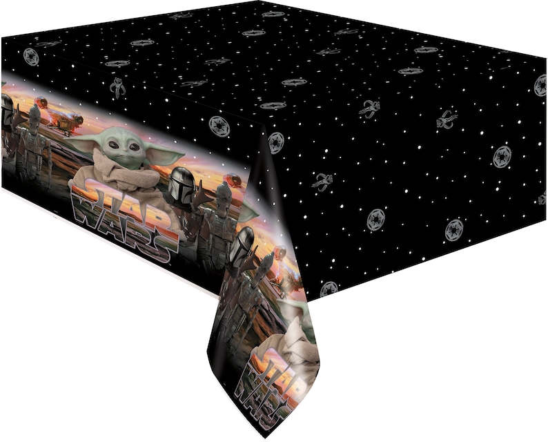 Star wars plastic tablecloth for party, Baby yoda, Star wars the child, star wars birthday, Star wars table decor, mandalorian image 1
