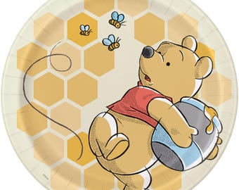 Winnie the Pooh Plate, Pooh's Picnic Plate, Winnie the Pooh 8 Inch