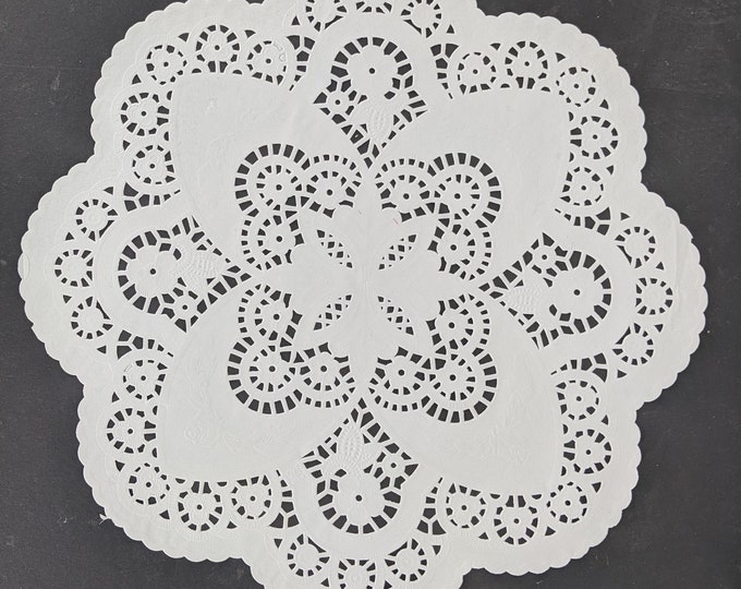 12- 12" white scalloped edge paper doilies, white paper placemat, charger placemat, craft doilies, tea party doilie, doilie place setting