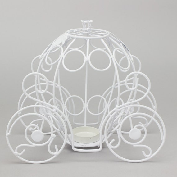 Metal Pumpkin Carriage 10 In White Etsy
