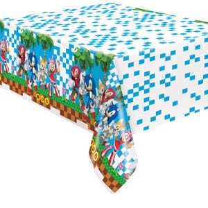 Sonic birthday plastic tablecloth, sonic the hedgehog, sonic party supplies, Sonic birthday, boy party ideas, licensed by UNIQUE INDUSTRIES