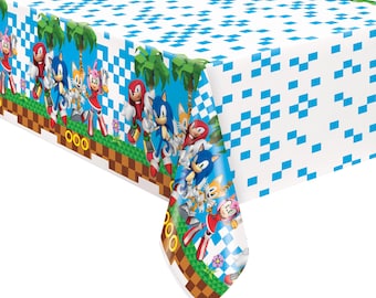 Sonic birthday plastic tablecloth, sonic the hedgehog, sonic party supplies, Sonic birthday, boy party ideas, licensed by UNIQUE INDUSTRIES