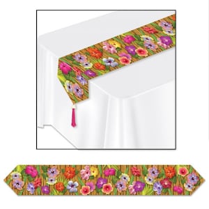 Printed luau paper table runner, hawaii party decorations, luau party decorations, table runner, floral table runner, bridal shower luau