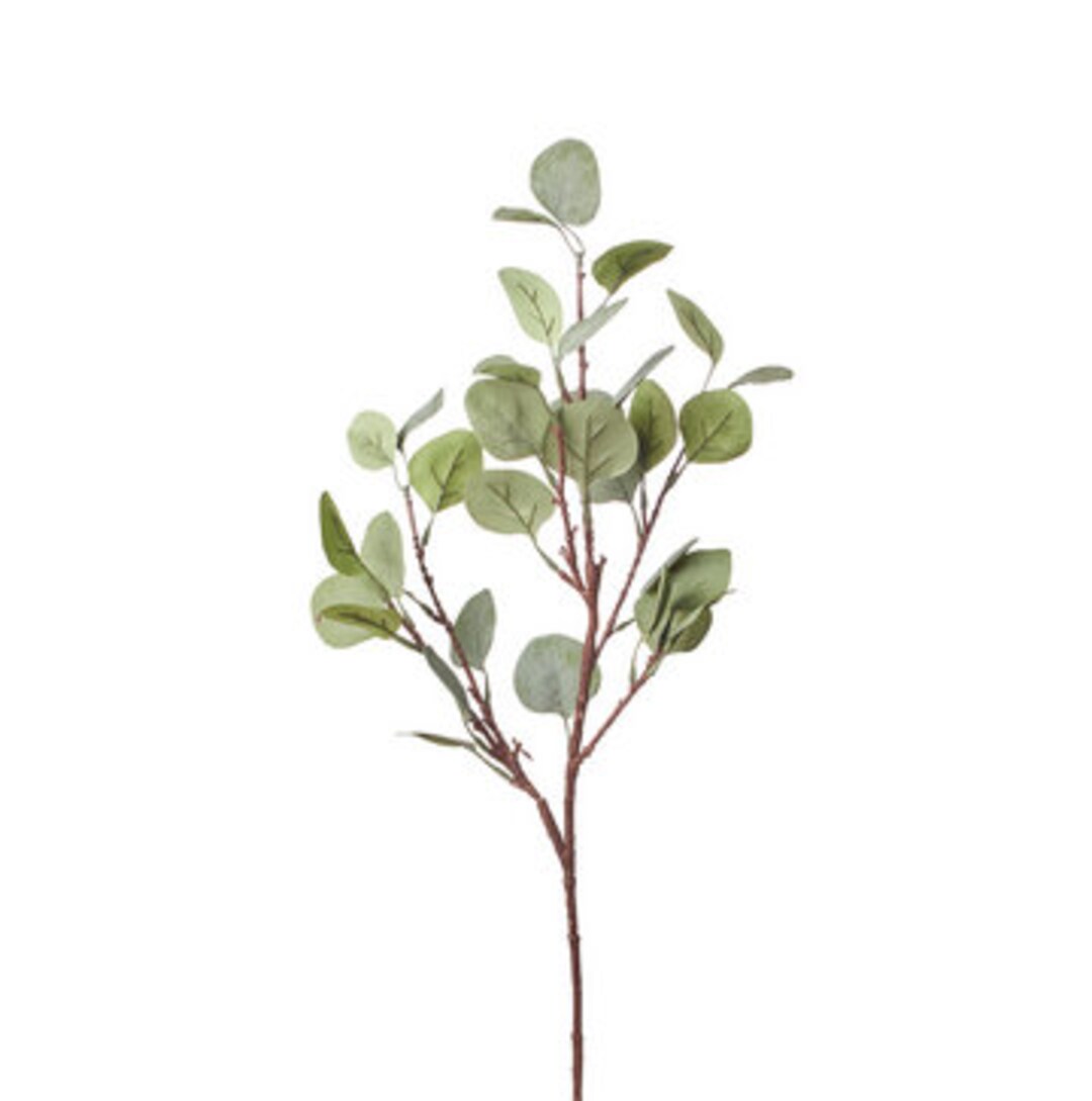 25 Green Artificial Eucalyptus Branch, Farmhouse Chic Decor, Vase
