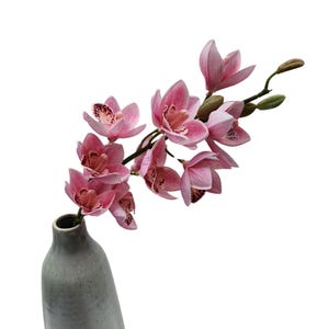 Hot Pink Cymbidium orchid stem, Luxury artificial orchid, Silk orchid, faux orchid, pink cymbidium orchid, diy orchid, Single orchid stem