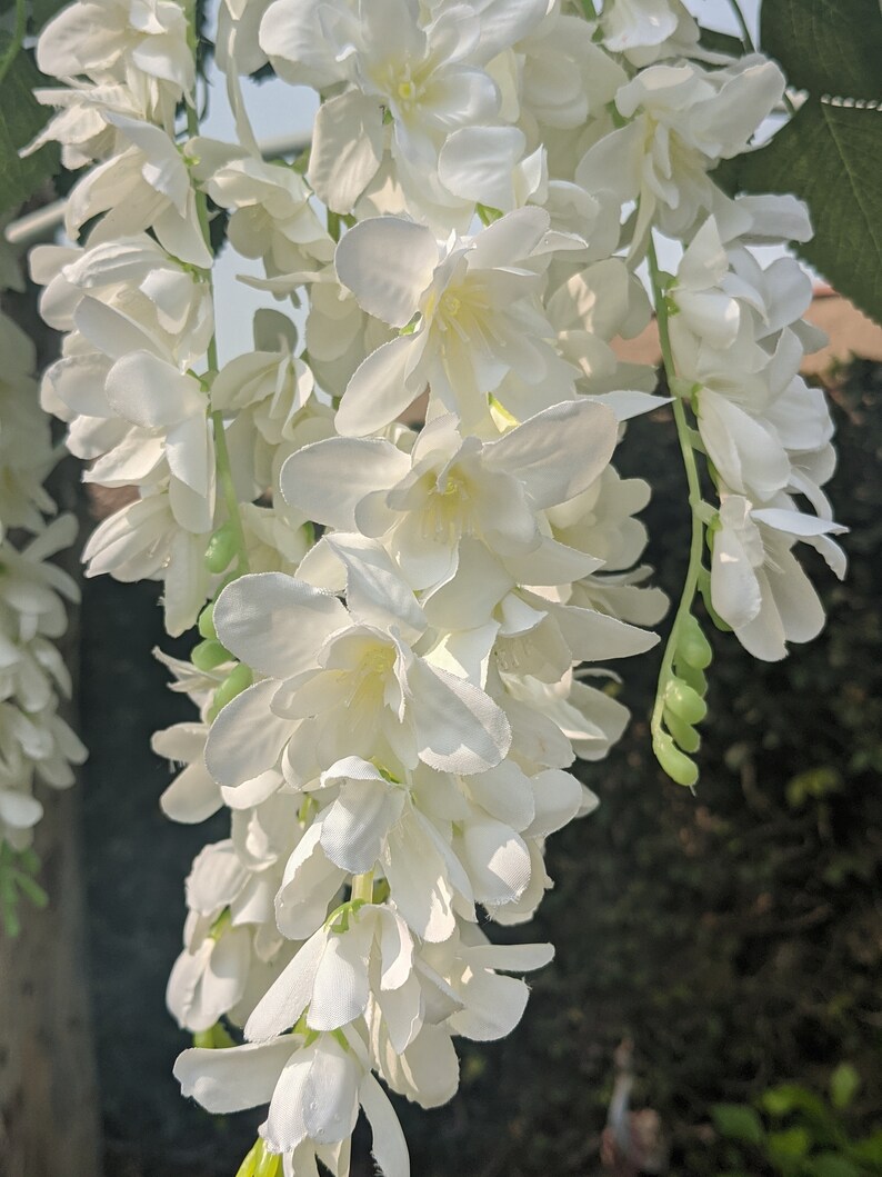 27 3 strand White Artificial wisteria flower spray Etsy