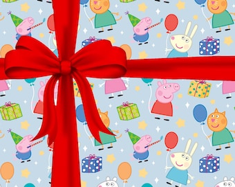 Peppa pig giftwrap, Peppa pig birthday party, Peppa pig party supplies, Peppa pig wrapping paper, peppa pig gift wrap