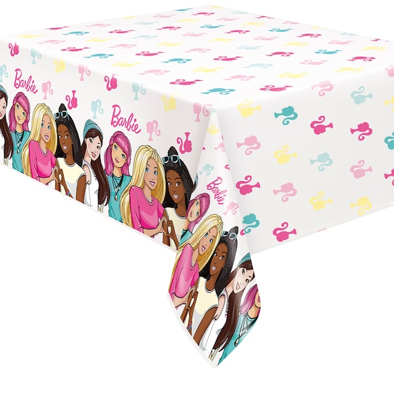 Barbie birthday plastic tablecloth for 6ft table, Barbie birthday, Birthday party supplies, girl party ideas